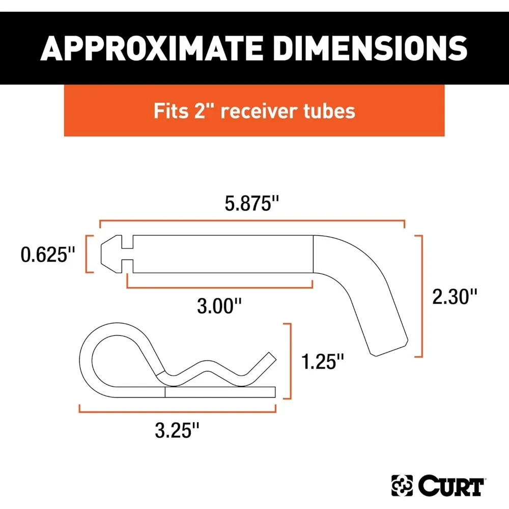 Pasador y clip de enganche de remolque de 5/8 de pulgada con cabezal ranurado, se adapta al receptor de 2 pulgadas para un remolque seguro