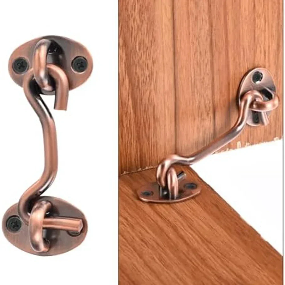 Stainless Steel Eye Hook Latch Barn Door Lock Gate Latch With Screws For Cabin Hook Sliding Door Lock Household Hardware Tools