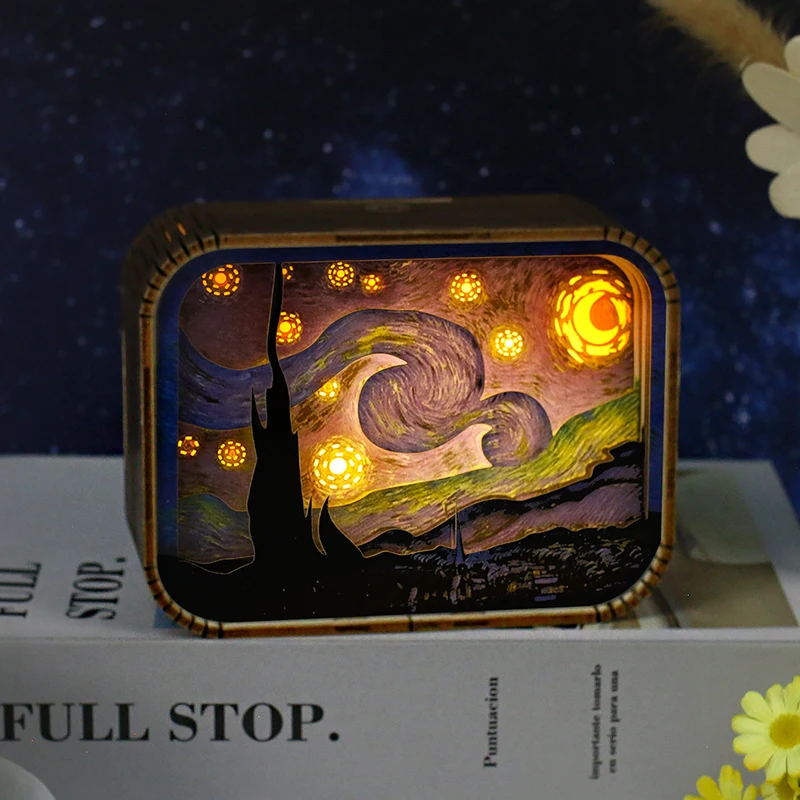 2024 Newly USB Night Light Nordic Solid Wood LED Desk Lamp Starry Night Table Lamp Cat Night Lamp for Bedroom Decoration Gift