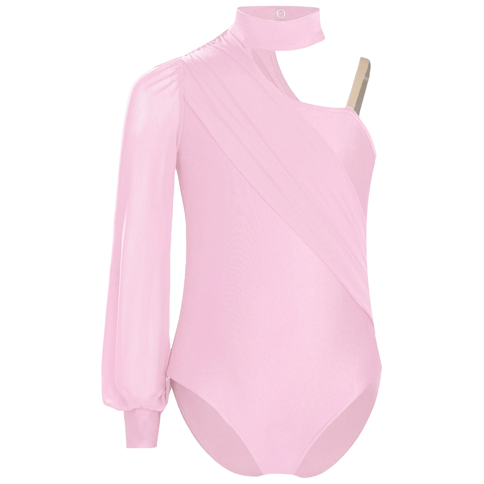 

Kids Girls One Shoulder Lyrical Modern Dance Leotard Ballet Gymnastics Workout Bodysuit Figure Ice Skating Stage Performance