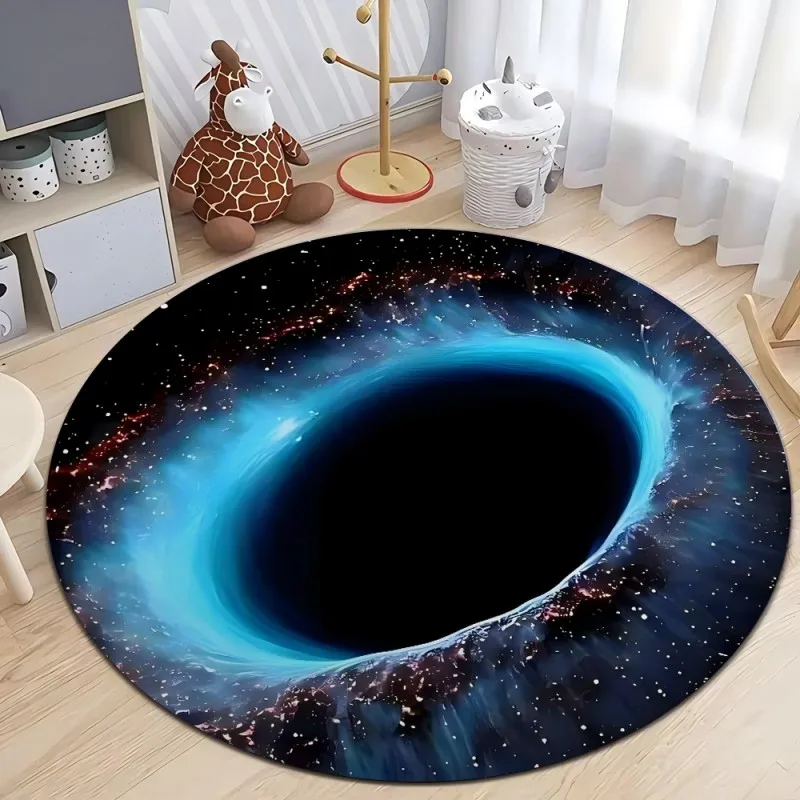 ثلاثية الأبعاد الكونية الحفرة السوداء المطبوعة السجاد المستديرة عدم الانزلاق آلة قابل للغسل السجاد غرفة نوم الطفل السجاد المستديرة غرفة المعيشة الكلمة حصيرة