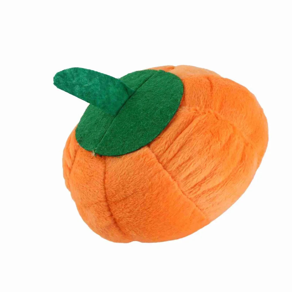 Soft Pet Toy Stuffed Interior Pumpkin Shaped Pumpkin Dog Toy Squeaky Insert Orange Pet Interactive Toy Teeth Grinding