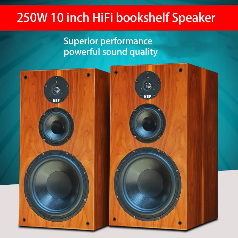 10 Inch High Power Home Passive Bookshelf Speaker 250W Three-frequency Hi-fi Speaker Home Theater Power Amplifier Speaker