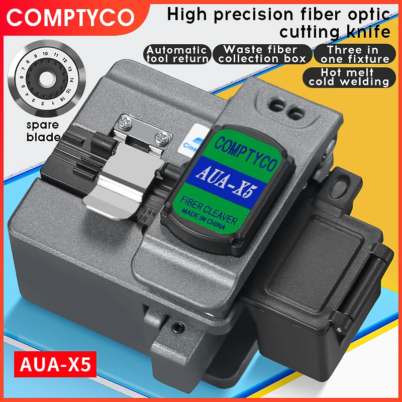 

AUA-X5 Optical Fiber Cleaver Cable Cutting Knife COMPTYCO FTTH High Precision Cutting Tool with Waste Fiber Box