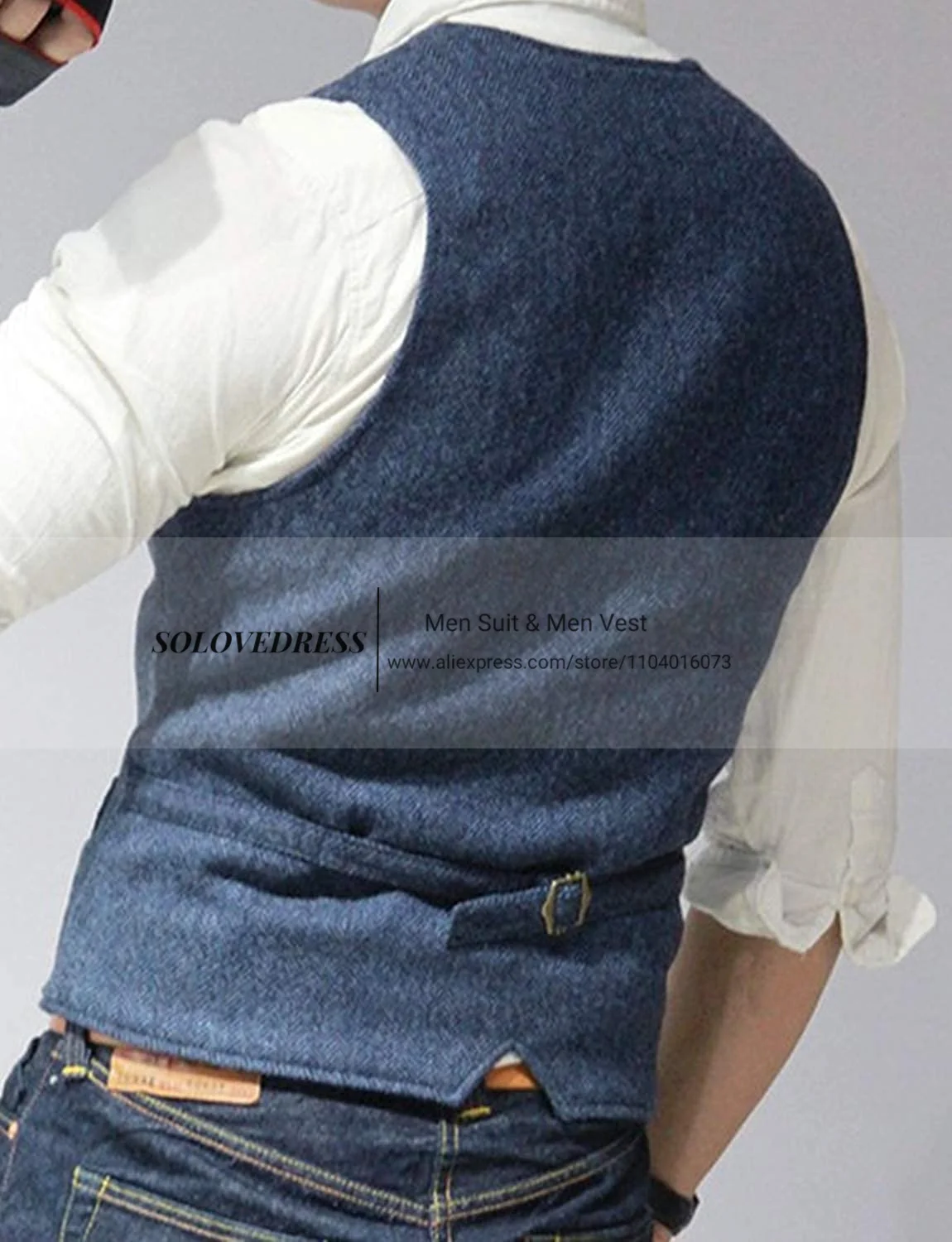 2024 New V Neck Men's Suits Vest Casual Classic Formal Business Herringbone Tweed Slim Fit Waistcoat For Wedding Groomsmen