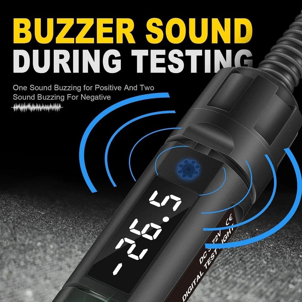 3-72V LED Digital Circuit Tester for Automotive Use with Polarity Indication Dual Color LED and Compact Dimensions