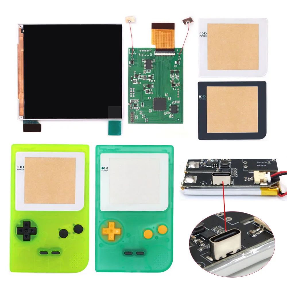 

GBP ЖК-экран IPS Q5 с подсветкой и комплектом перезаряжаемой батареи USB-C для карманной консоли Gameboy с корпусом