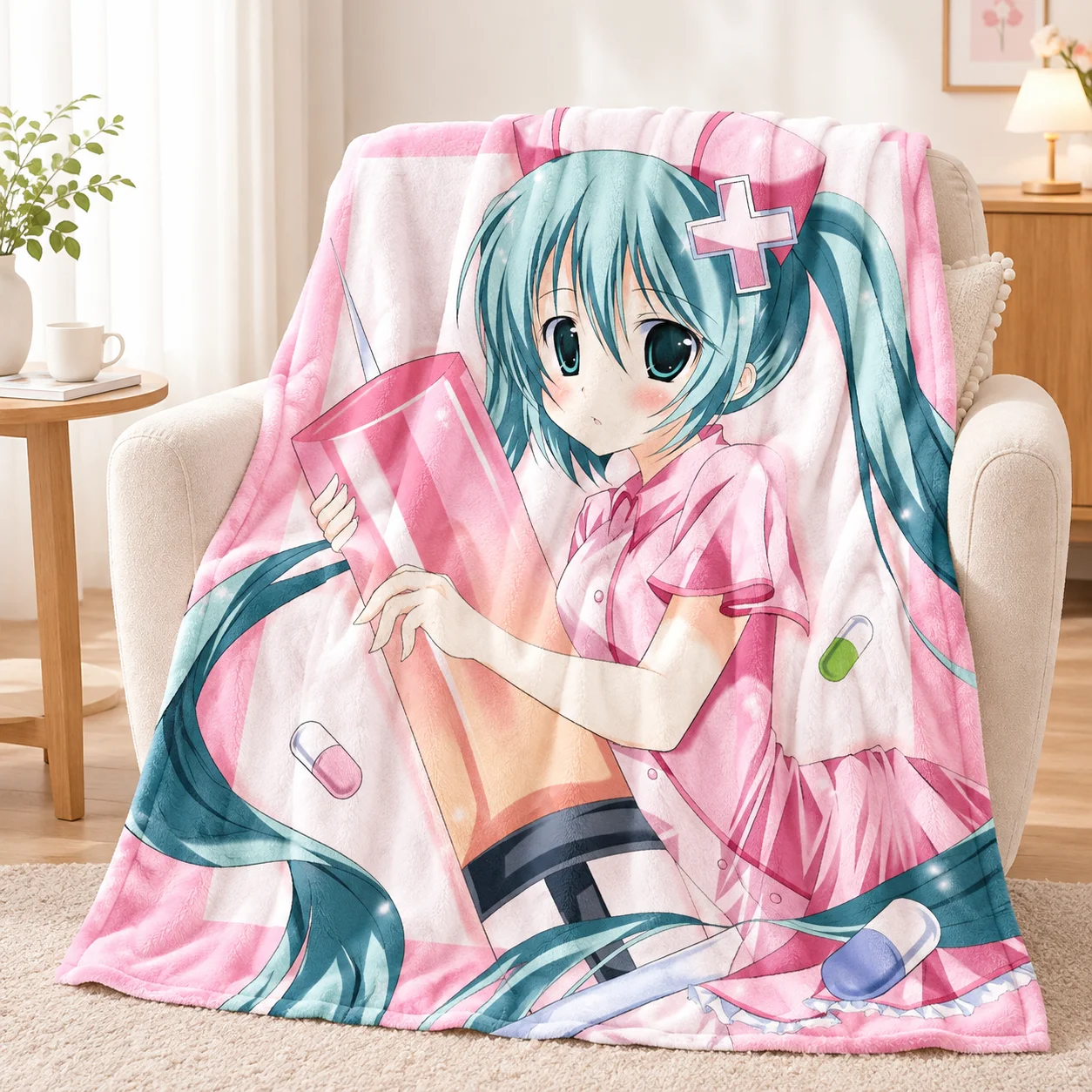 Wonderful Christmas Anime Girl Blanket Flannel Printed Blanket for Camping&Travel Suitable for Sofa Bedroom Living Room Bed