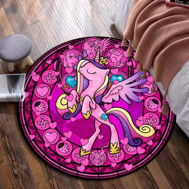 My Little Pony-y Circular Carpet Soft customizable gift Home decor Cartoon Color foal decor carpet Children's room area rug