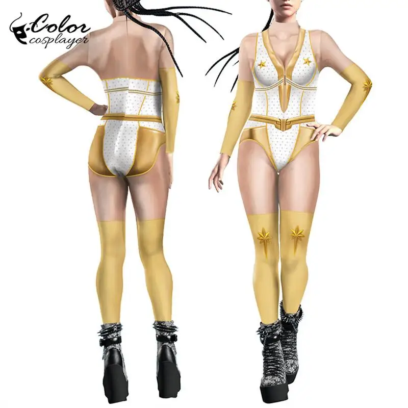 

Color Cosplayer Movie Cospaly Jumpsuit Adult Carnival Party Costume Fancy Outfit 3D Printing Women Bodysuit Full Sleeve Catsuit