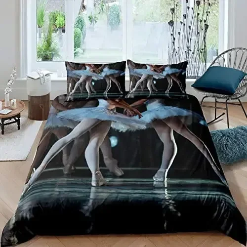 

Ballet Bedding Set Swan Lake Dance Comforter Cover for Kids Child Boys Girls,Ballerinas Closeup Duvet Cover Dancing Quilt Cover