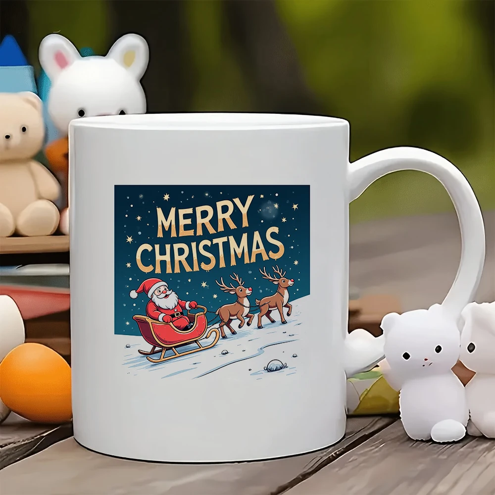 

11oz Santa Claus cartoon mug + festive themed cup Christmas gift kids cup family office coffee mug