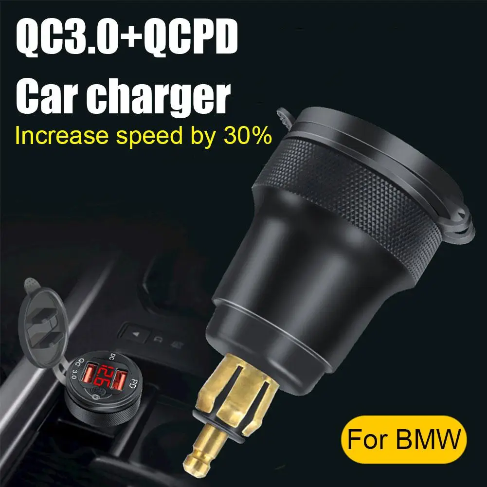 Car Motorcycle Charger Dual USB QCPD Fast Charger 12-24V QC3.0 Aluminum Alloy Charging Adapter For BMW  R1200GS R1250GS F800GS