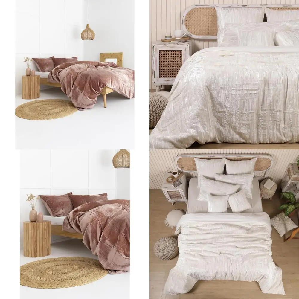 مجموعة غطاء لحاف بوهو مخملي رايون فاخر بلون سادة مقاس كامل 80 × 90 مع نمط UO مريح للغاية #1