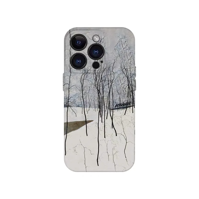

Ins Korean Phone Case for IPHONE 17 Air 16E 15 PROMAX 14 Plus 13 12 MINI 1PRO 16Plus XR XS MAX Acrylic Phone CoverSnowy Forest