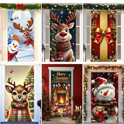 Christmas door cover 90 * 180cm Santa Claus Christmas party home indoor and outdoor door frame porch vinyl decoration banner