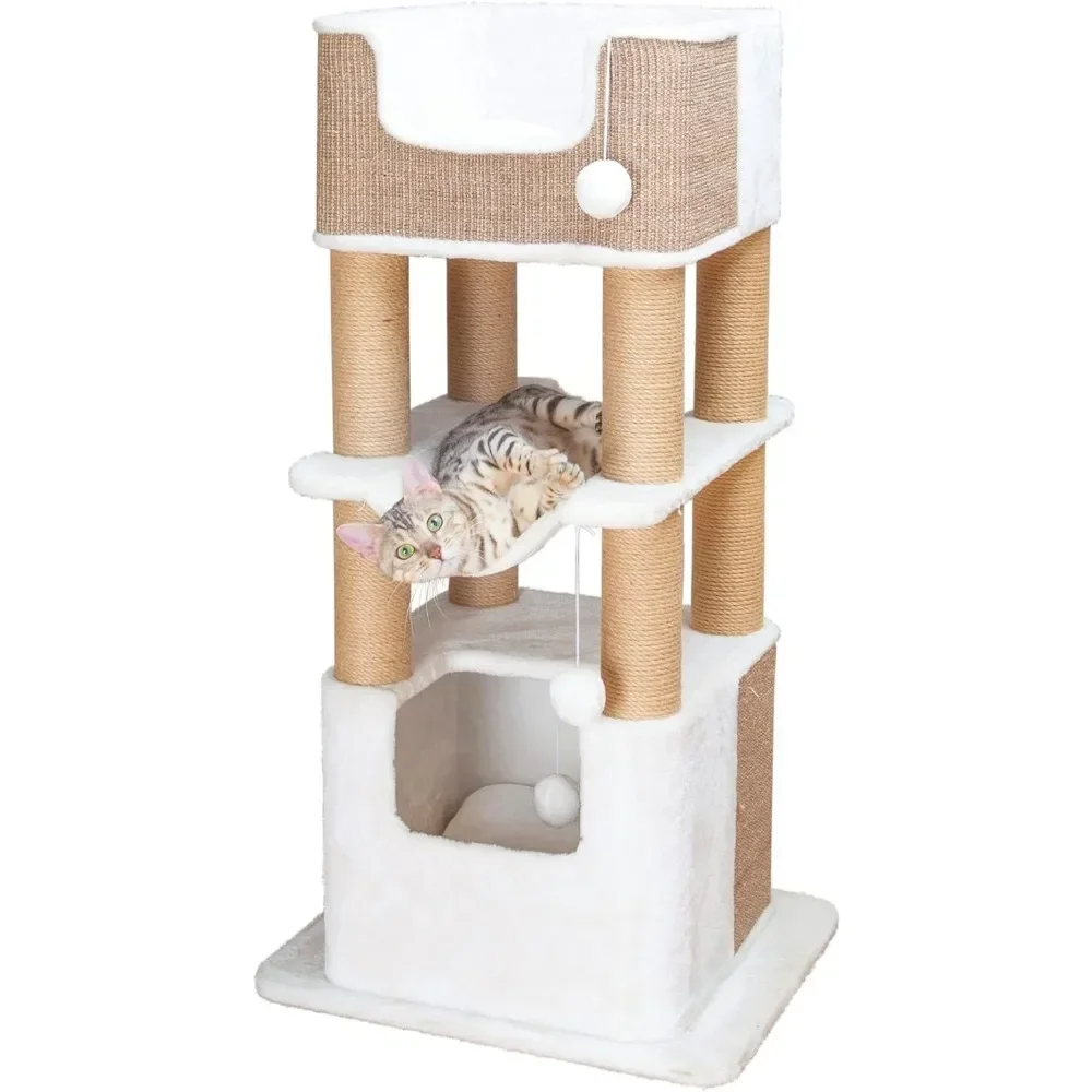 Imagem -04 - Cat Tower com Sisal Arranhar Posts Cat Tree Plush Condo Almofadas Dangling Cat Toys Brown Xxl 43