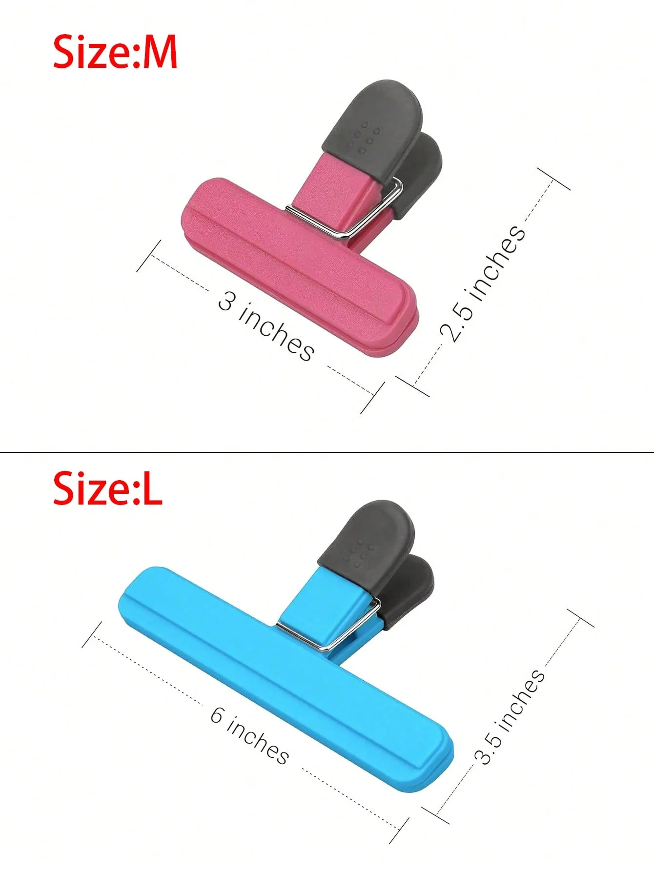 Chip Bag Clips, 6 Inch Large Size Assorted Colors Foods Snacks Bag Paper Clips, Plastic Heavy Duty Seal Grips
