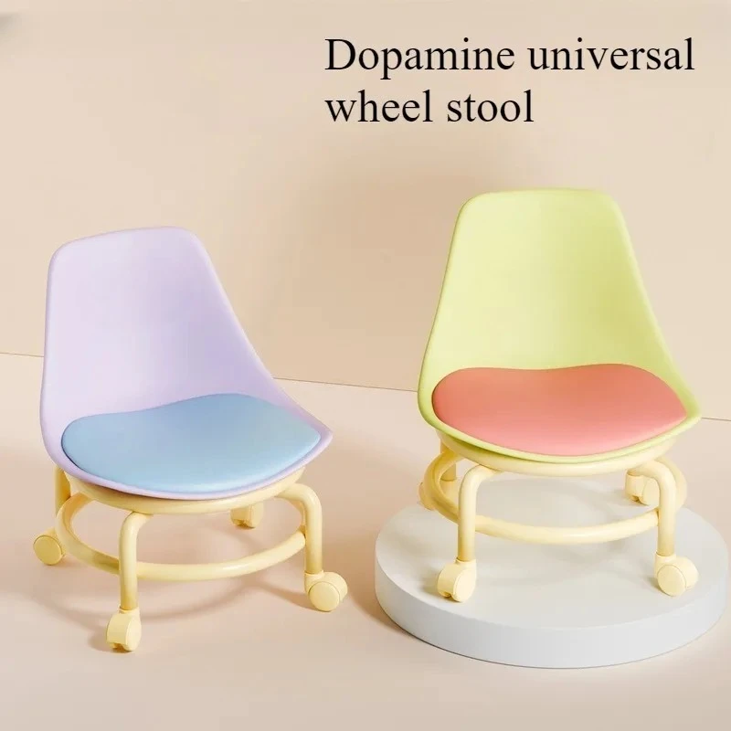 Dopamine Universal Wheel Swivel Stool, Movable Backrest Chair with Quick Assembly & Disassembly