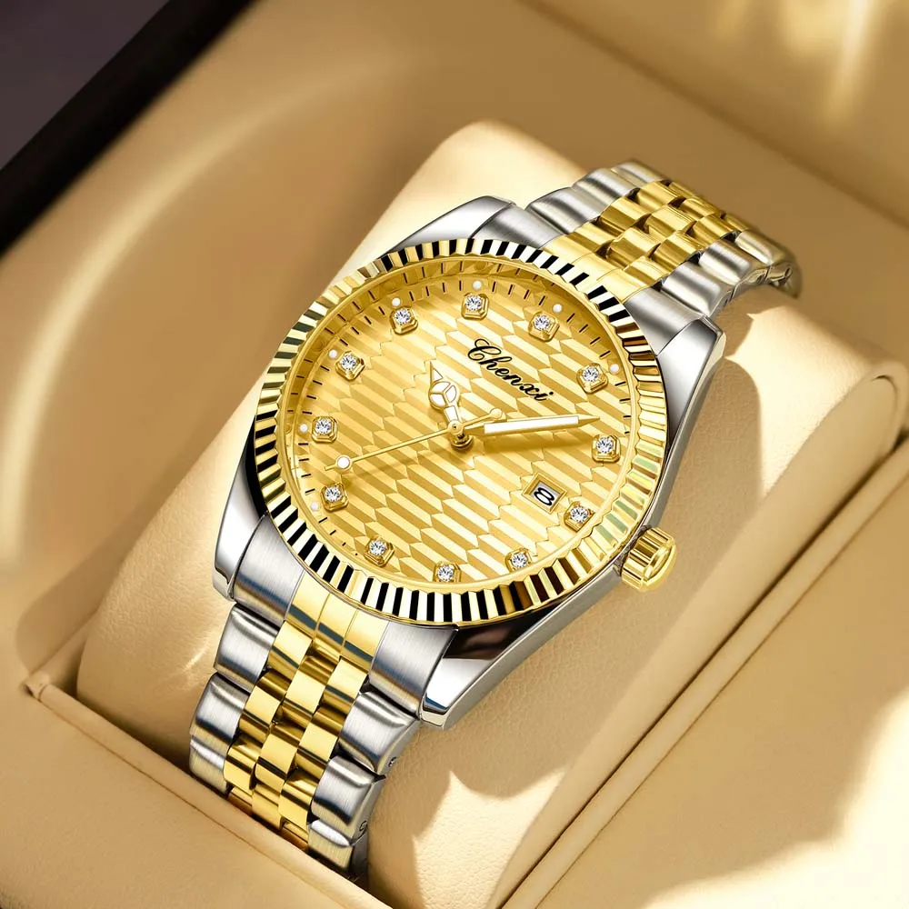 CHENXI ساعة رجالية كلاسيكية عرض التاريخ ساعة يد رجالي أنيقة سوار فولاذي ساعة كوارتز ساعة رجالية relojes para hombres #1