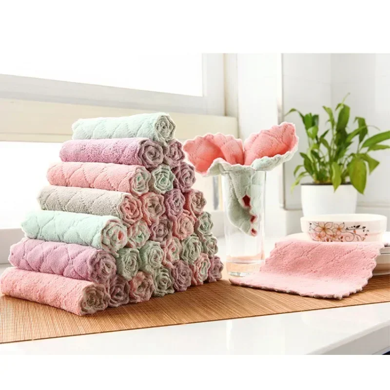 

5/10PC Kitchen Accessories Super Absorbent Microfiber Dish Cloth Tableware Household Cleaning Towel Kitchen Tools Gadget