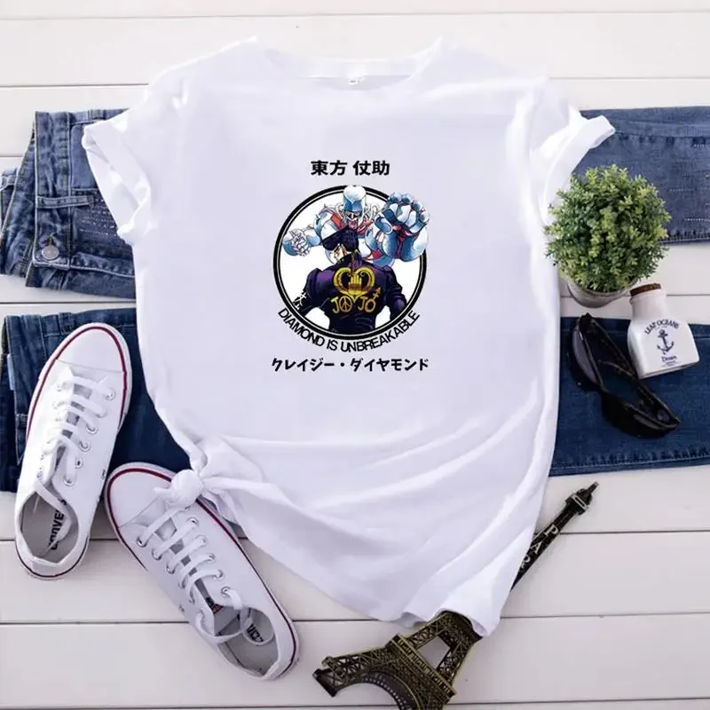 JoJo Bizarre Adventure Anime T Shirt Harajuku Women Men Casual Vintage Streetwear Short Sleeve  T Shirt Unisex