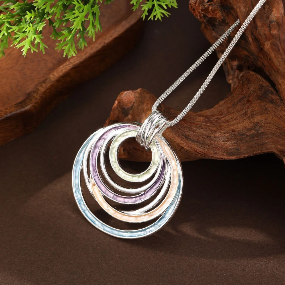 Emaille Hohlring Lange Anhänger Böhmischen Stil Frauen High-end-Charme Halsketten Schmuck Weihnachtsgeschenk – Detail 1