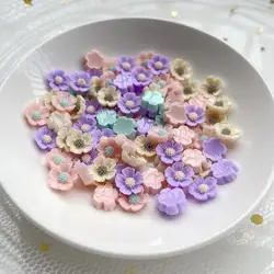 50PCS multicolor Flower flatback Resin Cabochons Scrapbook Craft 10mm DIY Embellishments decor Headwear accessories