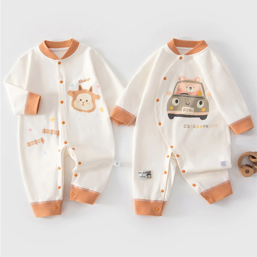 

Комбинезон для новорожденных из 100% хлопка, с длинным рукавом, с мультяшным принтом, для девочек и мальчиков