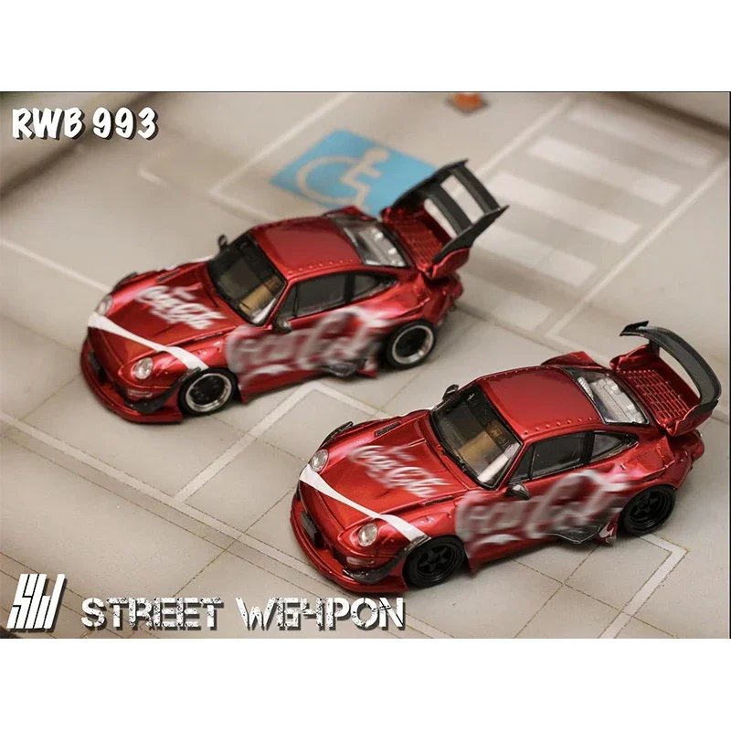 PreSale SW RWB 993 Candy Red 1:64 Diecast Diorama Car Model Collection Miniature Toy Street Weapon