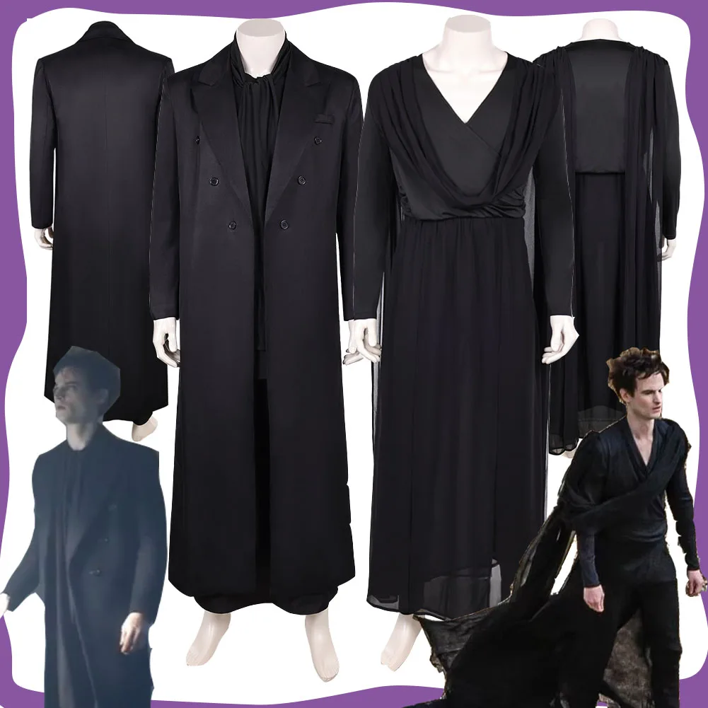

2025 Movie San Cos Man Dream Cosplay Costume Men Fantasy Black Clothing Roleplay Coat Shirt Pants Halloween Carnival Party Suit