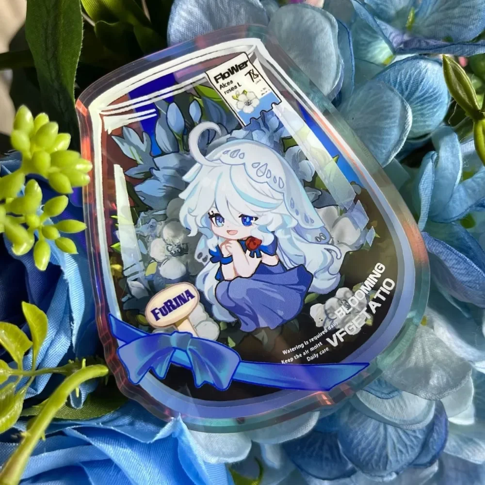 Porte-clés Genshin Impact Genie in a Bottle, pendentif de sac à dos en acrylique Flins Neuvillette Furina Flower, cadeaux d'anniversaire