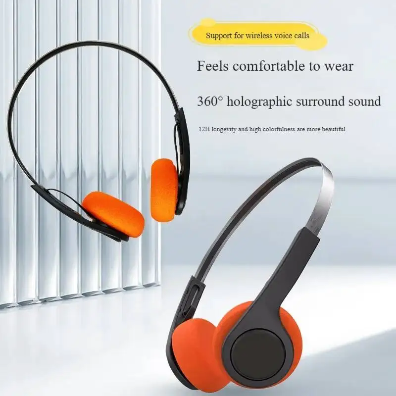 Classic Retro Wireless Bluetooth Headphones HiFi Stereo Music Headset With Mic Space Wrapped Around For Girl Small Head Wear