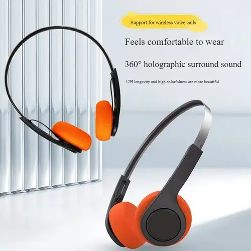 Imagen 2 del producto Auriculares clásicos Retro inalámbricos con Bluetooth, cascos de música estéreo HiFi con micrófono, espacio envuelto alrededor para niña, ropa para la cabeza pequeña