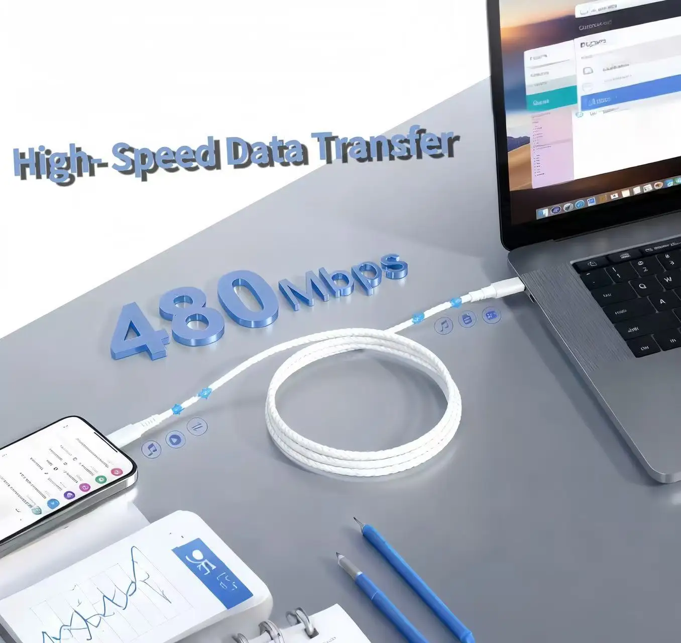 Confezione da 2 cavi di ricarica Apple da USB C a USB C da 6,6 piedi per iPhone 16E/15/Pro/Plus/Pro Max, per MacBook Pro/Air, per iPad Pro12.9/11 pollici