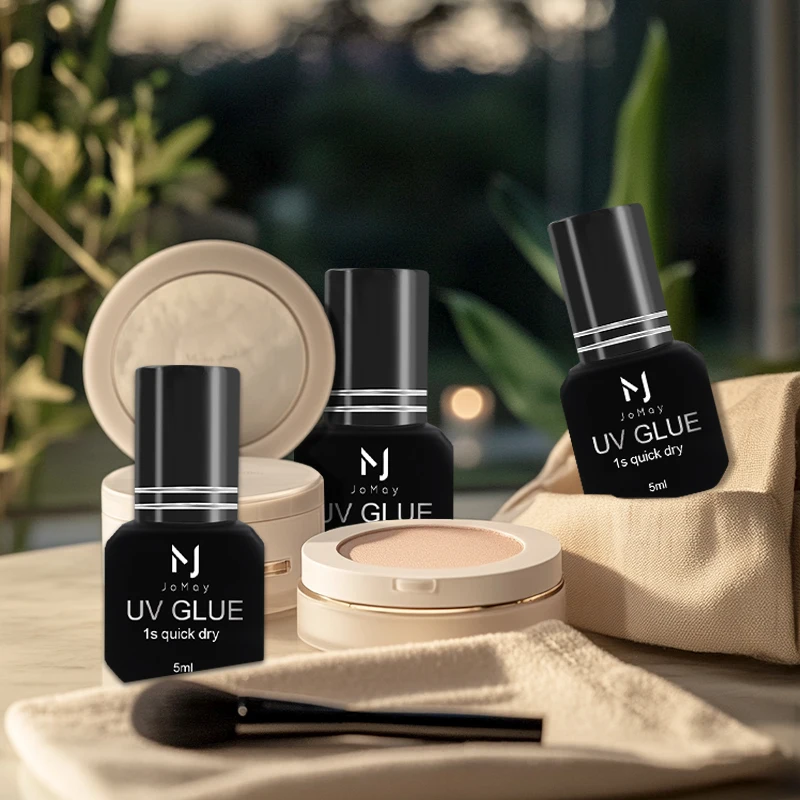 Jomay ensemble de colle UV colle d'extension de cils 1s séchage rapide UV 10W lampe Super forte faux cils adhésif outils de maquillage tampons UV noirs