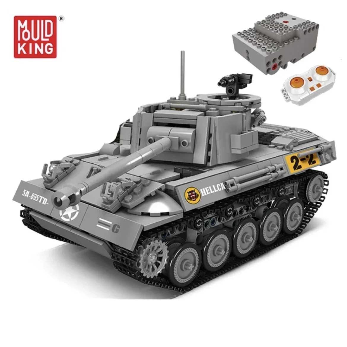 Mould King 20032 Military Tank Building Block Remote Control M18 Hellcat Tank Model Assembly Technical Tank Brick Toys Kids Gift