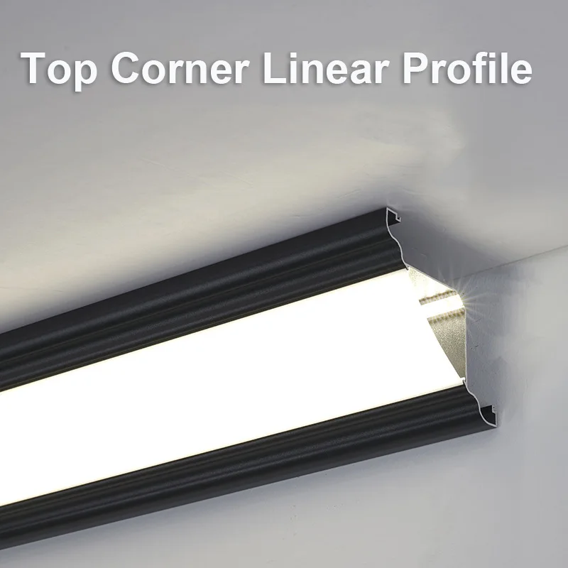 Ceiling Aluminum Profile Surface Mounted PC Diffuser Led Channel Bar Strip Light Top Corner Luminous Gypsum Line Lamp