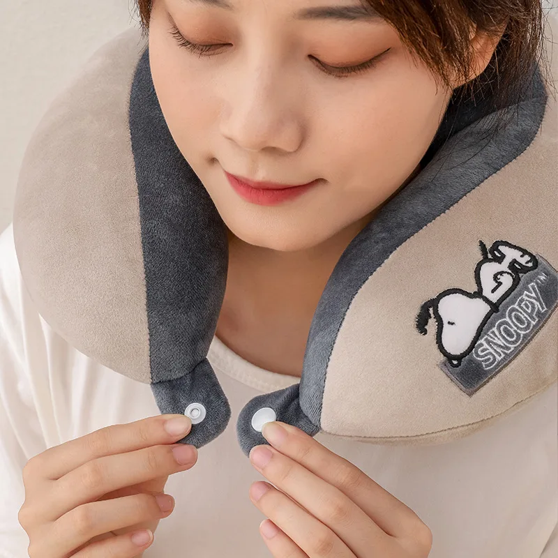 Snoopy U-Shaped Pillow Cute Portable Pp Cotton Embroidery Snoopy Aircraft Neck Brace Girl Travel Pillow Couple Neck Pillow