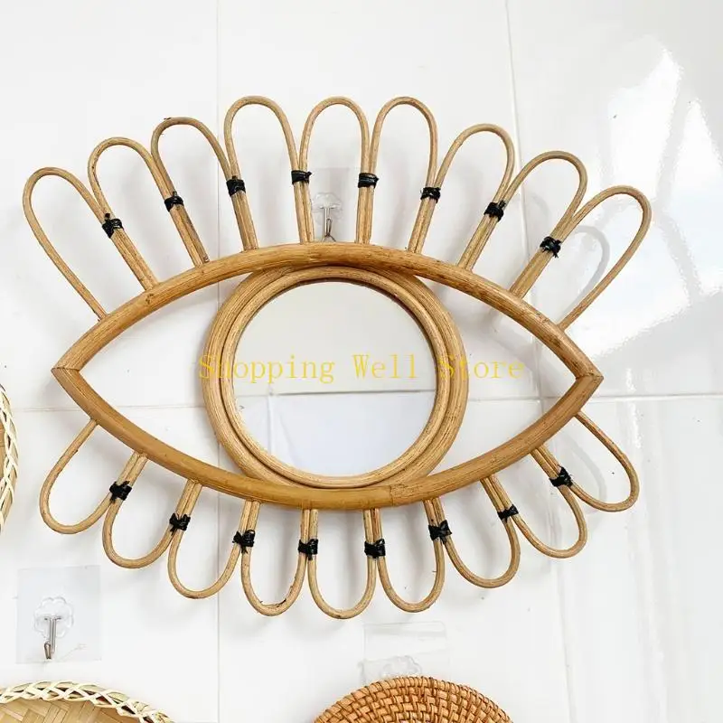 KX4B 6Pcs/Set African Boho Handmade Wall Hanging Woven Basket Decorative Rattan Seagrass Bowls Disks for Home Decor