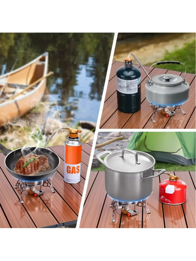 3900W Windgeschützter Campingkocher, Camping-Gaskocher mit Piezo-Zündung, Tragbarer Campingkocher für Outdoor-Rucksacktouren, Wandern und Picknick