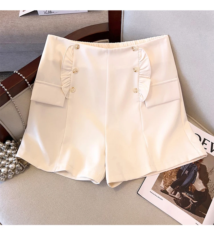 

Basics Vintage Elastic Chic Edible Tree Fungus slim Wide Leg Short Five Quarter Pants Streetwear High Street Plus Size Clothing