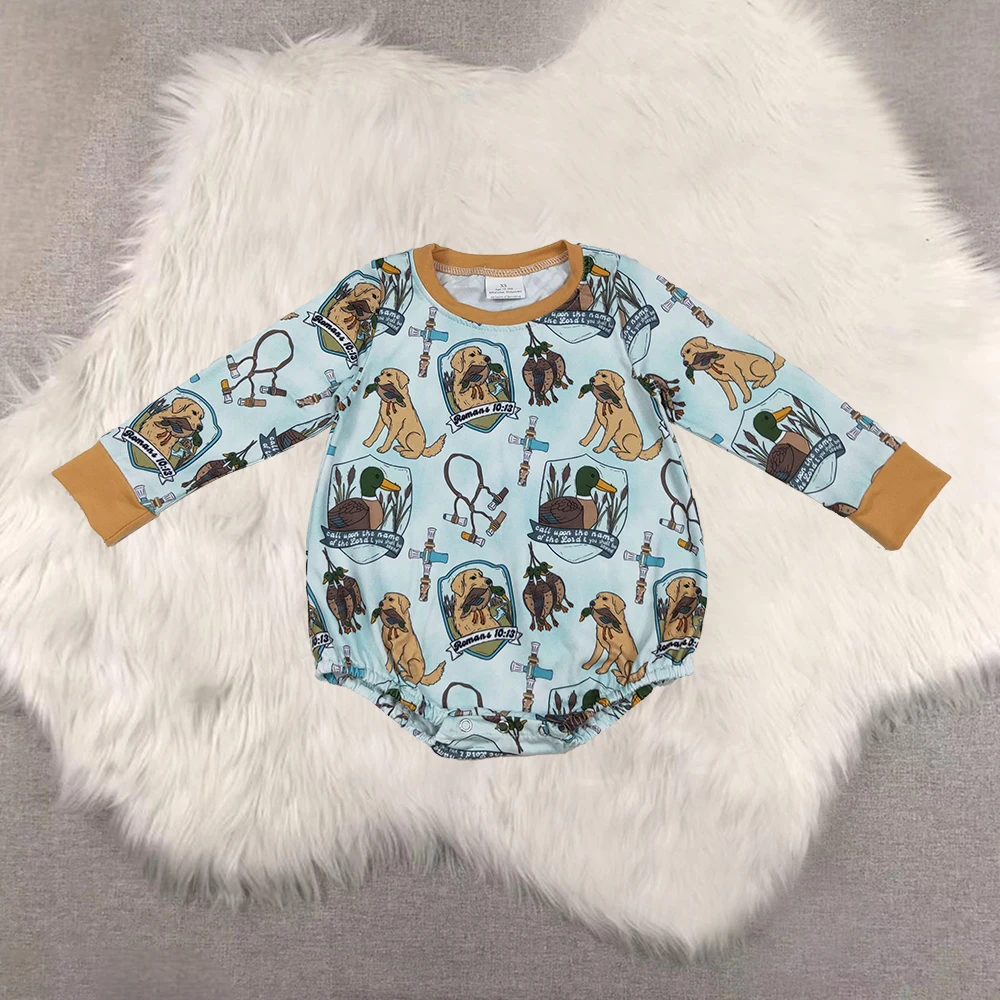 

Baby Boys Hunting Rompers Long Sleeves Duck Dog Print Baby Boy Romper Outfit for Infants