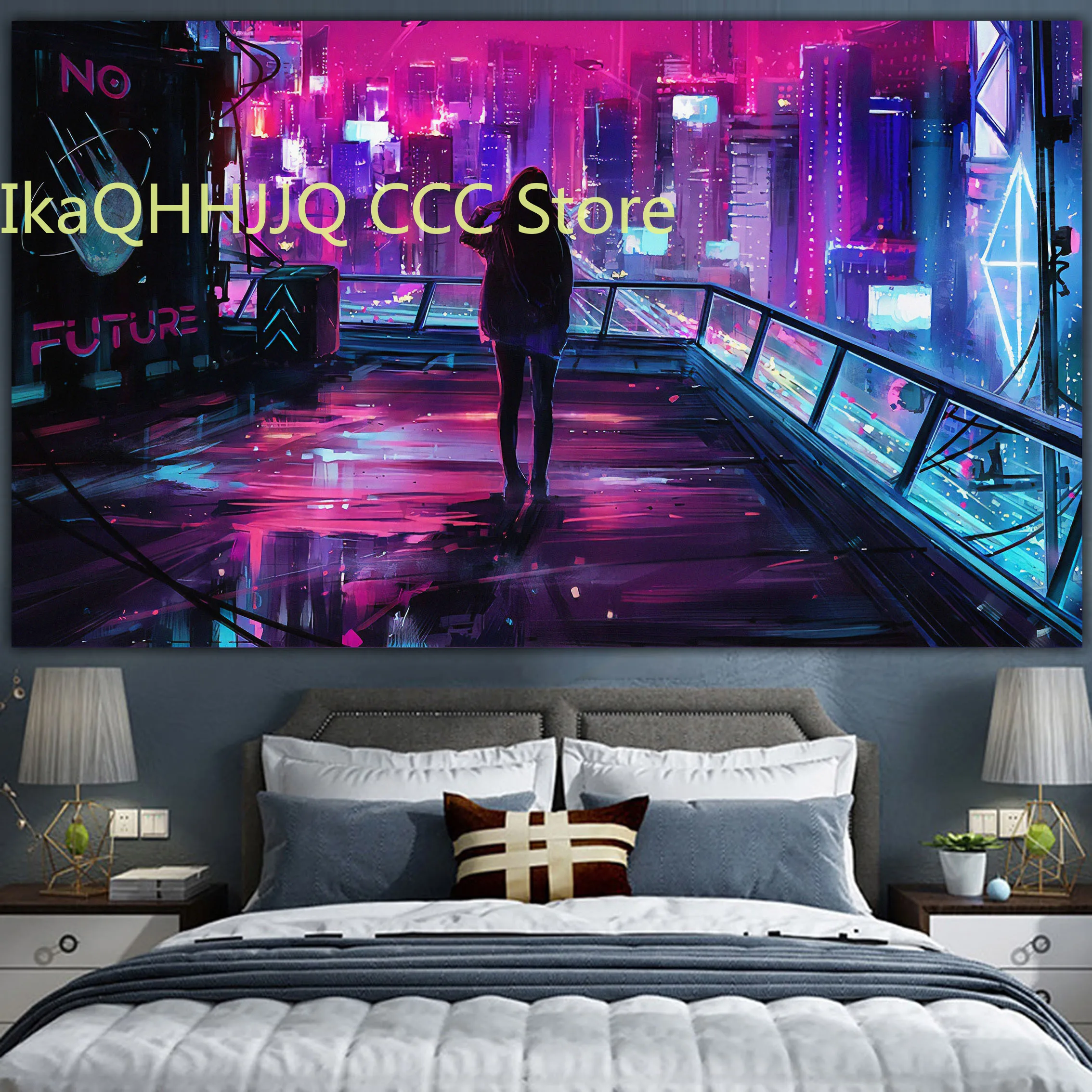 Cyberpunk Personality Tide Brand Tapestry Movie Atmosphere Background Cloth Ins Wall Hanging Cloth Dormitory Bedside Decoration