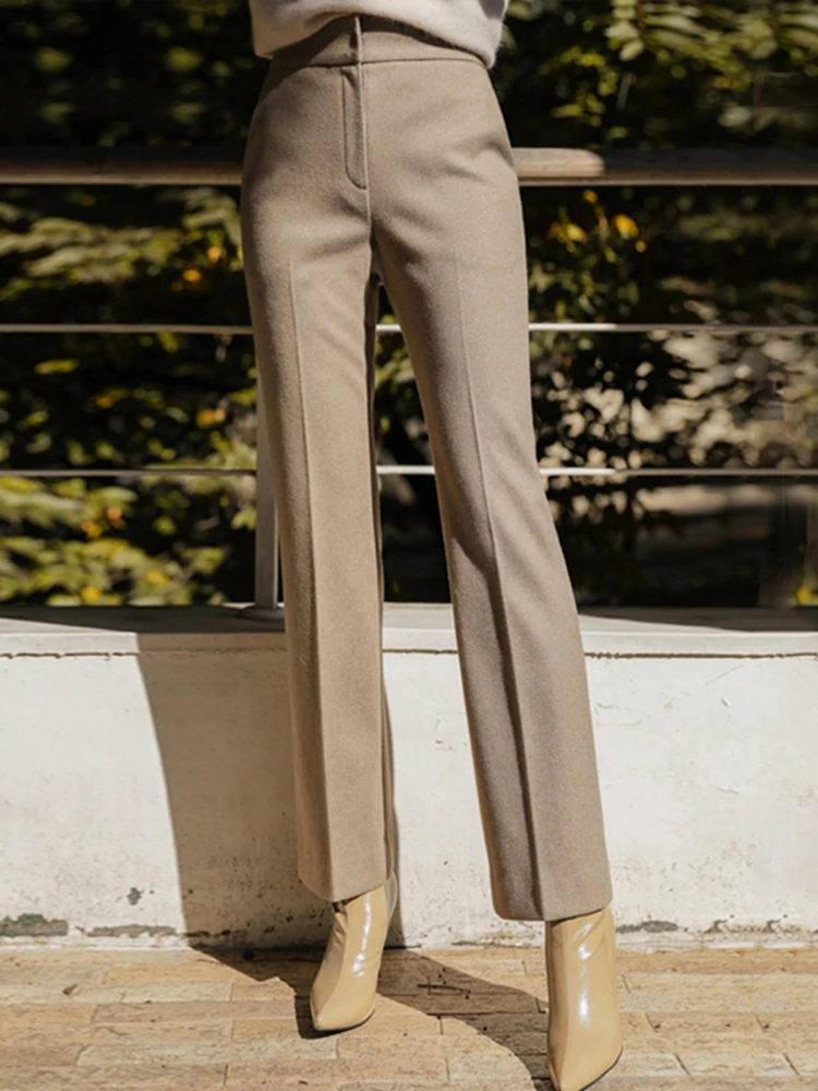 

Stylish Ankle Length Pants Office Ladies Autumn Winter Thick Warm Black Straight Trousers Female Elegant Workwear