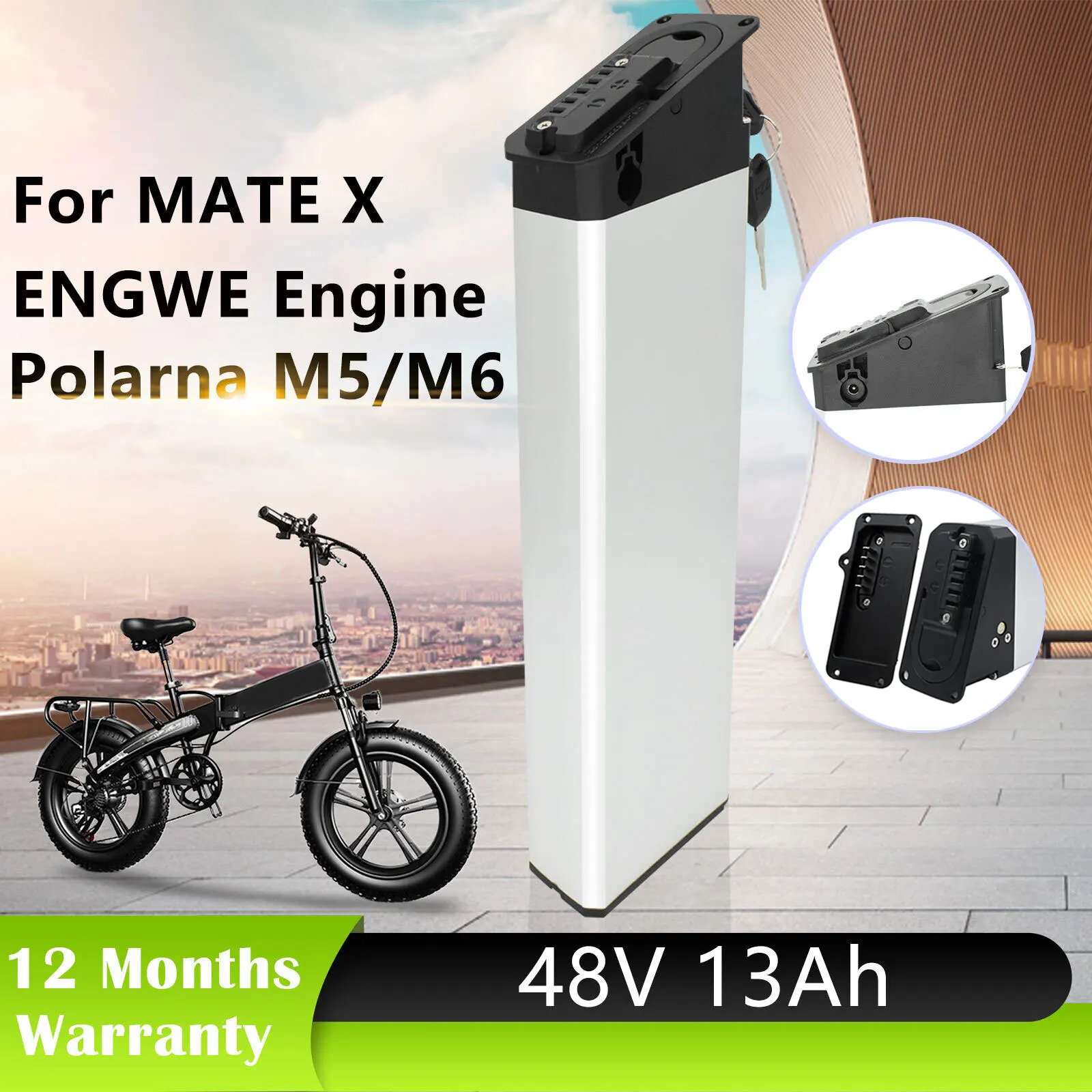 48V 13Ah 624Wh Ebike Replacement Battery — Rechargeable Lithium Battery for Electric Bicycles
