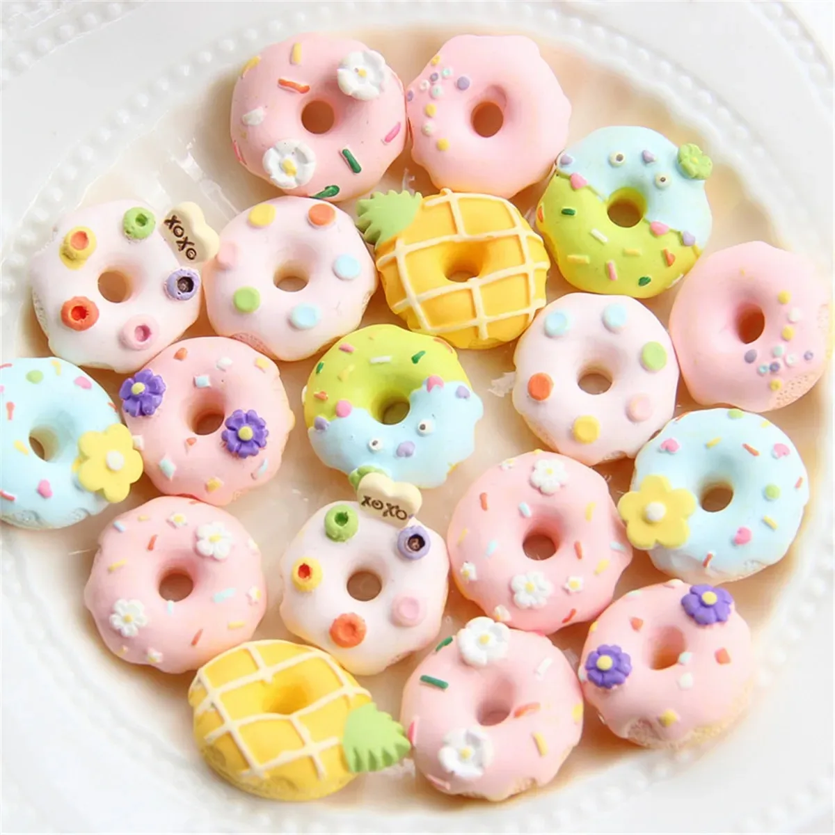 10 pieces of mini donut resin flat back corner scrapbook Diy party hair clip accessories home decoration small ornaments