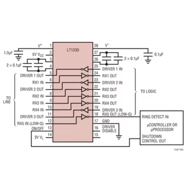 LT1330CG LT1330CSW LT1330 - 5V RS232 Transceiver with 3V Logic Interface and One Receiver Active in Shutdown
