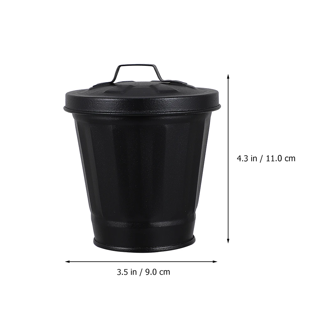 

2 Pcs Creative Trash Can Waste Bin Flowerpot Lid Mini Iron Garbage Can for Home Office Dorm Lightweight