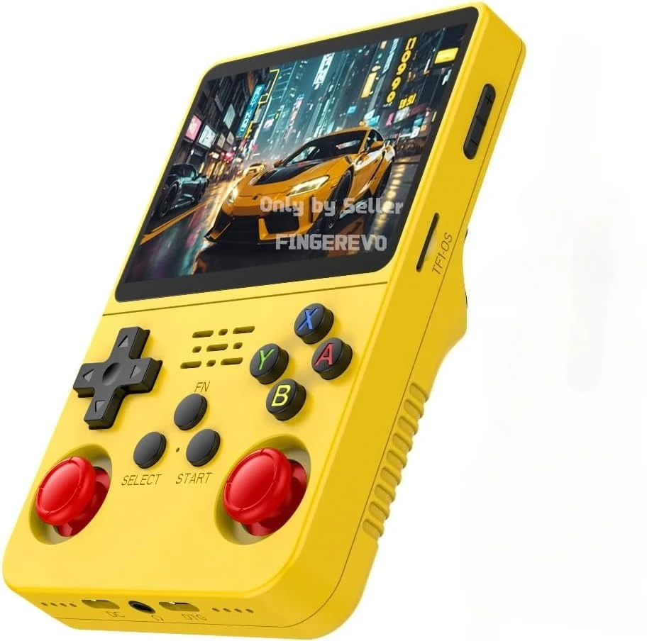 

Портативная игровая консоль R36S, 3,5 дюйма, 640*480, IPS OCA-экран, 3200 мАч, система операций RK3326, желтый